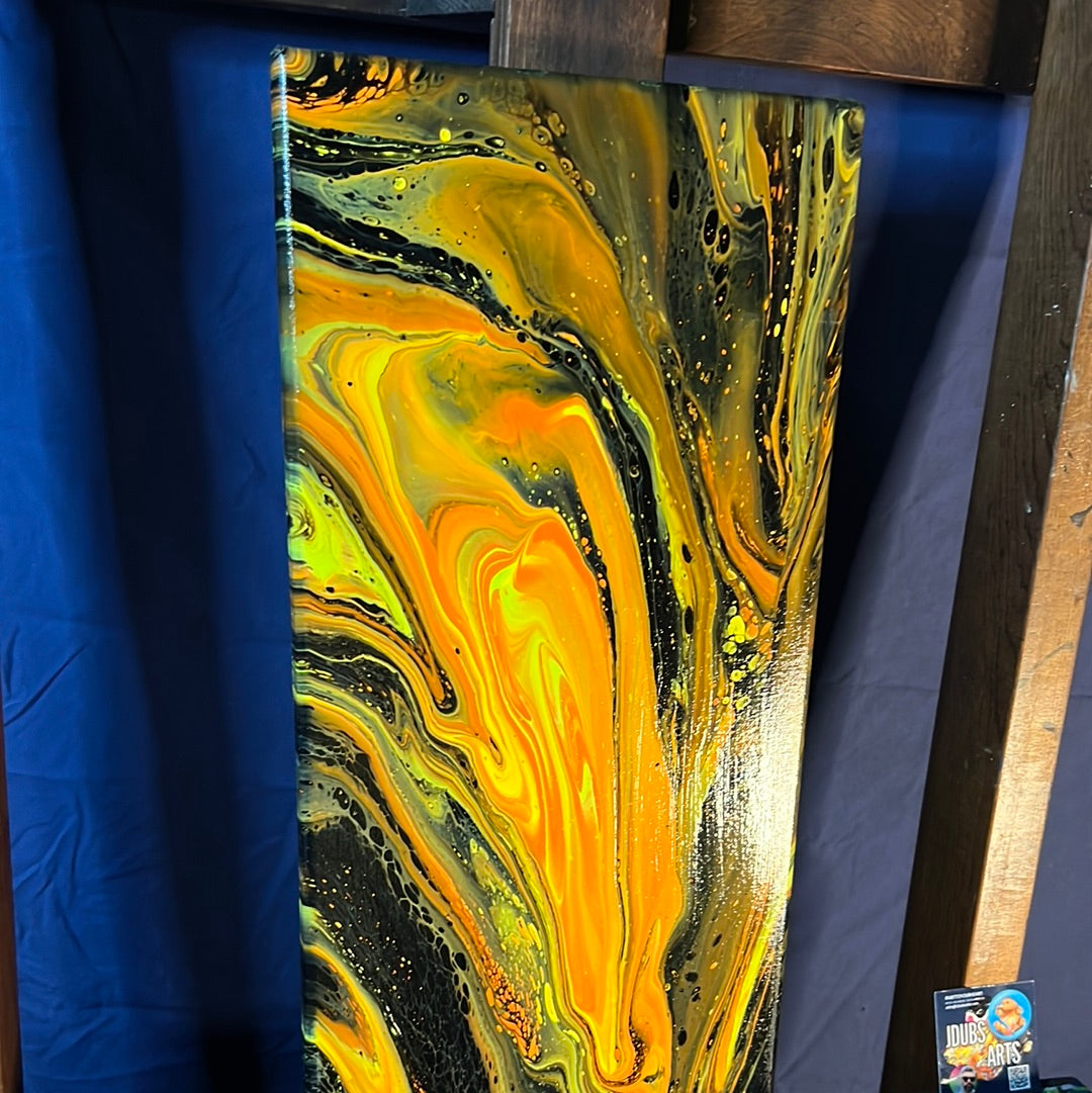 Acrylic Pour Art - Dynamic Lava Flow Painting 10x20