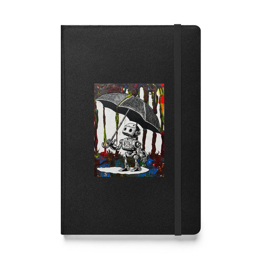 Bolt Umbrella Hardcover bound notebook with elastic closure, matching ribbon page marker, and expandable inner pocket.