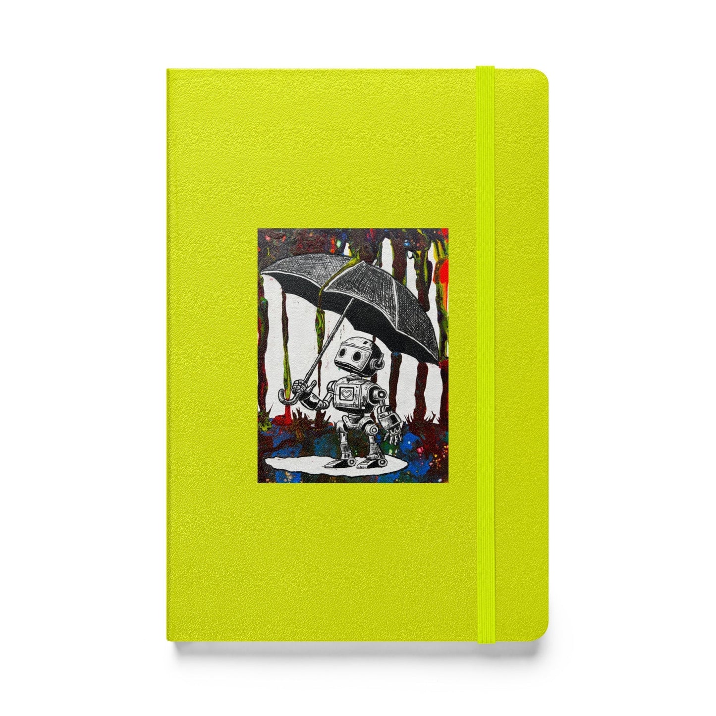 Bolt Umbrella Hardcover notebook with vibrant cover, elastic closure, and ribbon marker.