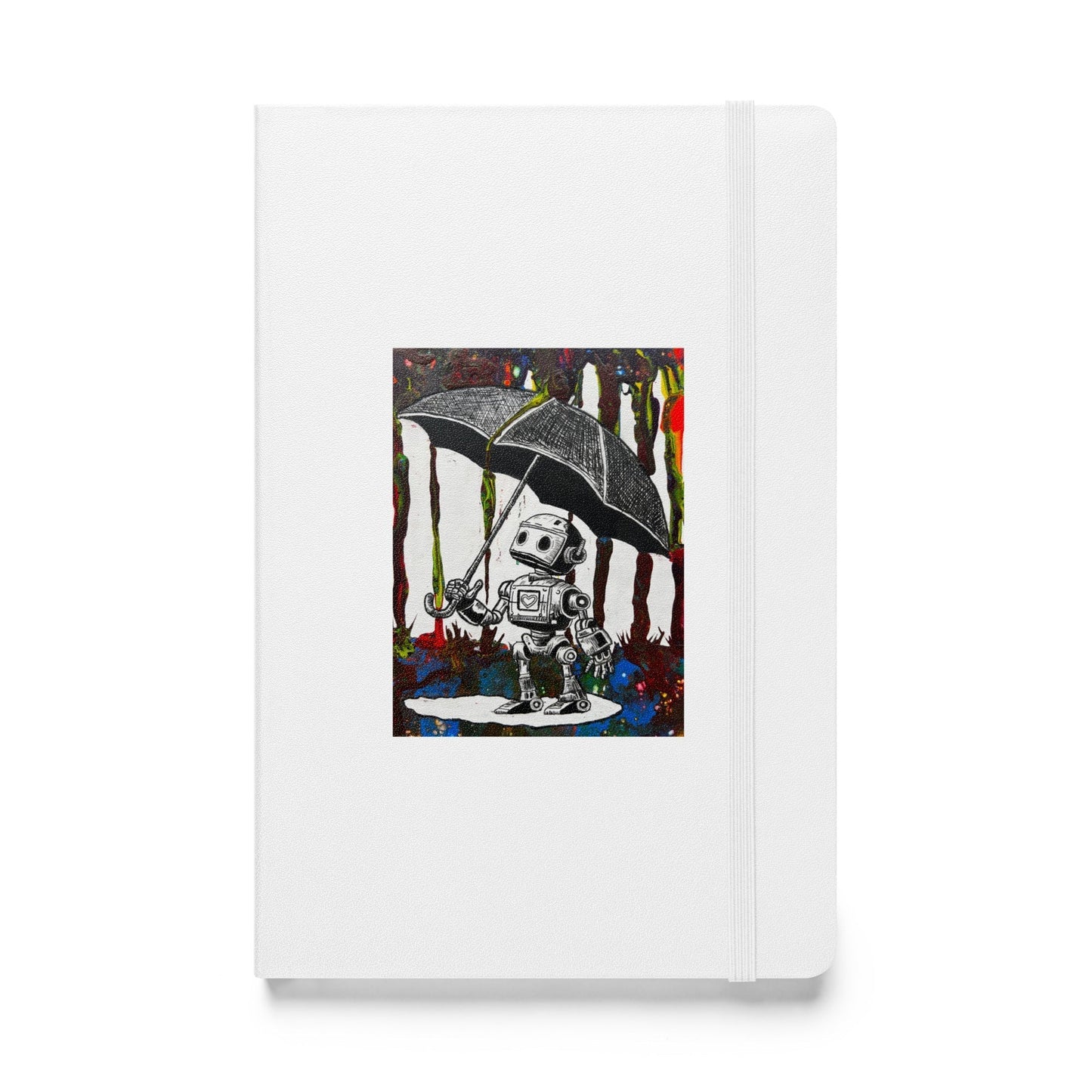 Bolt Umbrella Hardcover bound notebook with elastic closure and ribbon marker.