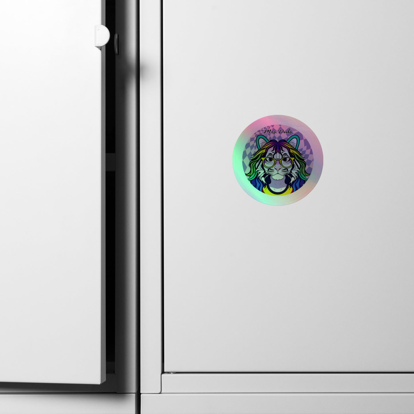 Checkered tiger Mrs.Dubs Holographic stickers