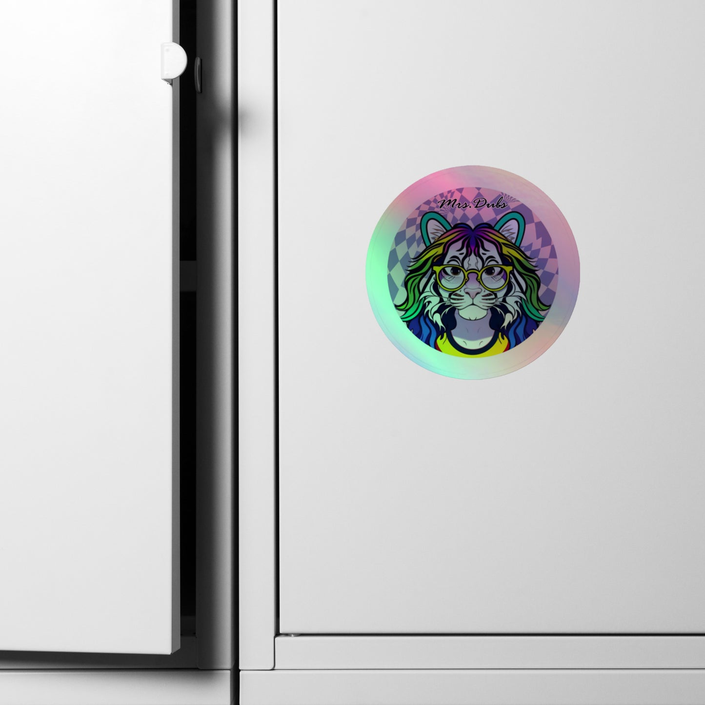 Checkered tiger Mrs.Dubs Holographic stickers