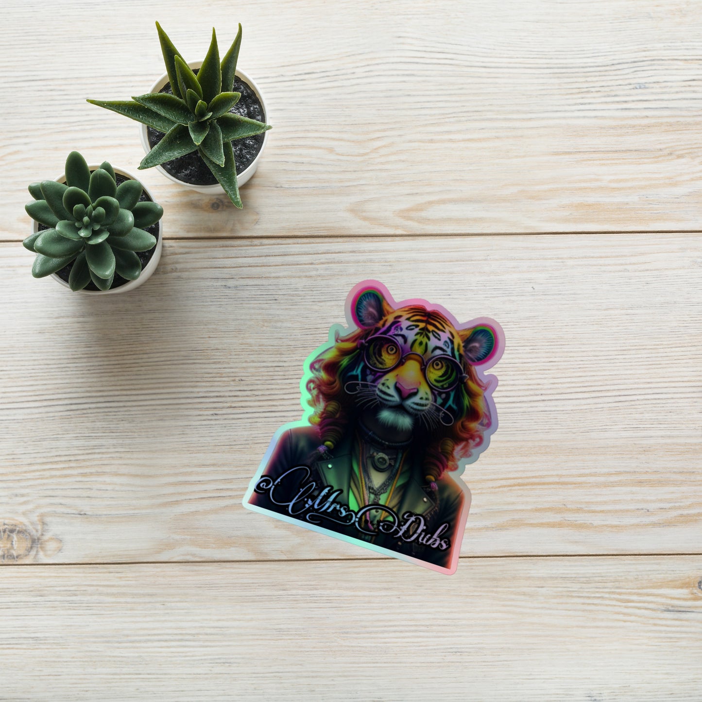 Steam Punk Tigress Holographic stickers