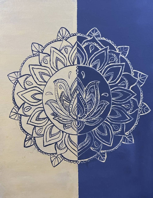 Duo Tone Mandala Lotus Canvas