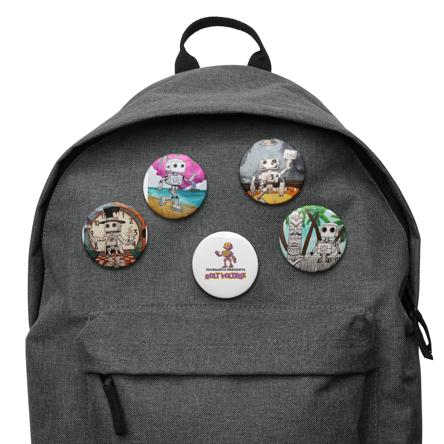 Product mockupPins Set of 5 - Bolt Voltage Art Pin Buttons