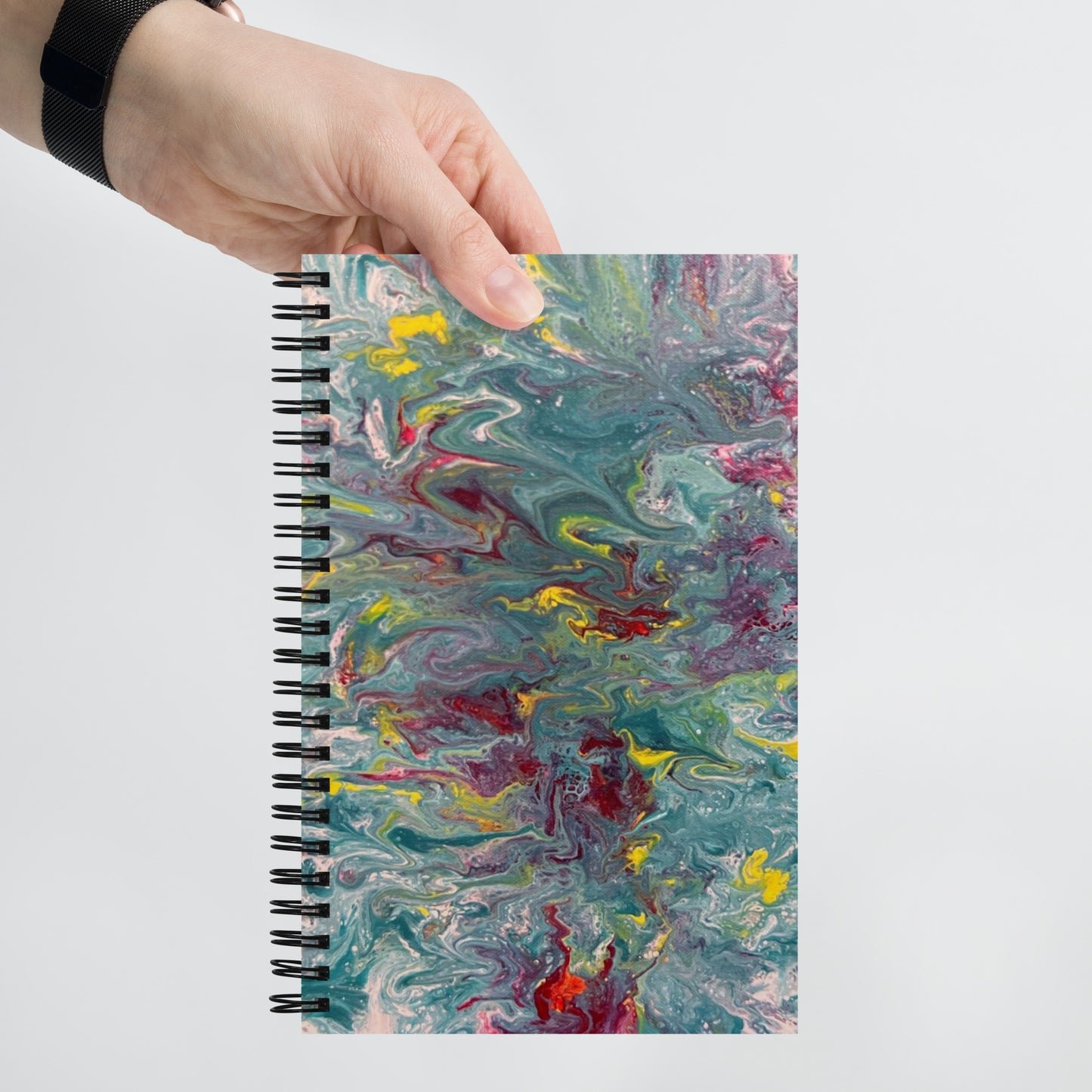 Teal and Wine Stains Spiral notebook