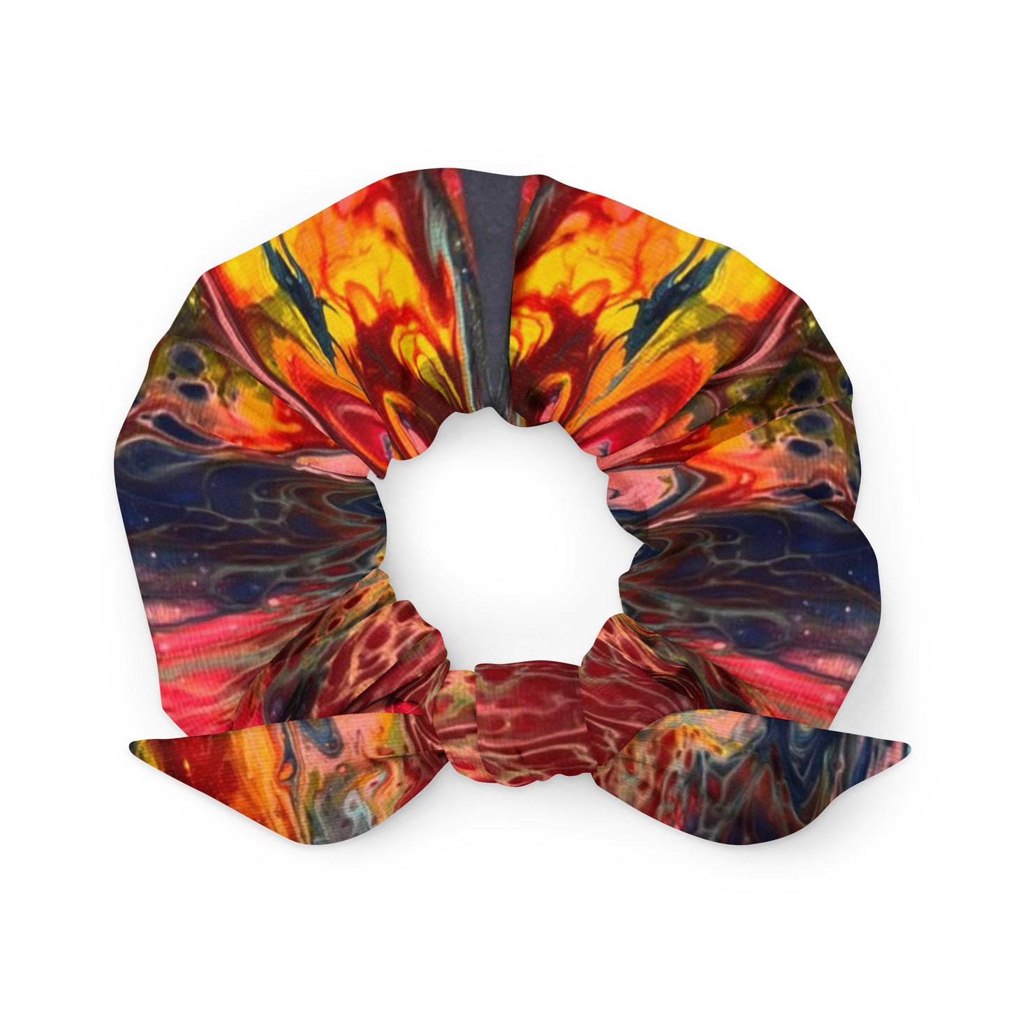 Rainbow Fire Recycled Scrunchie