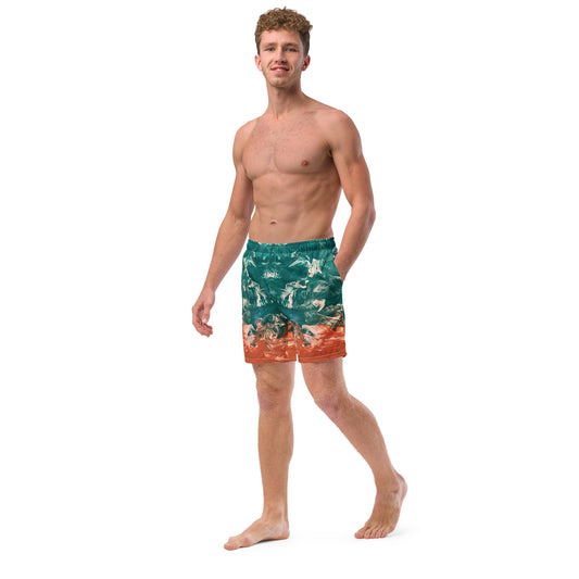 Teal Ripples Men's swim trunks