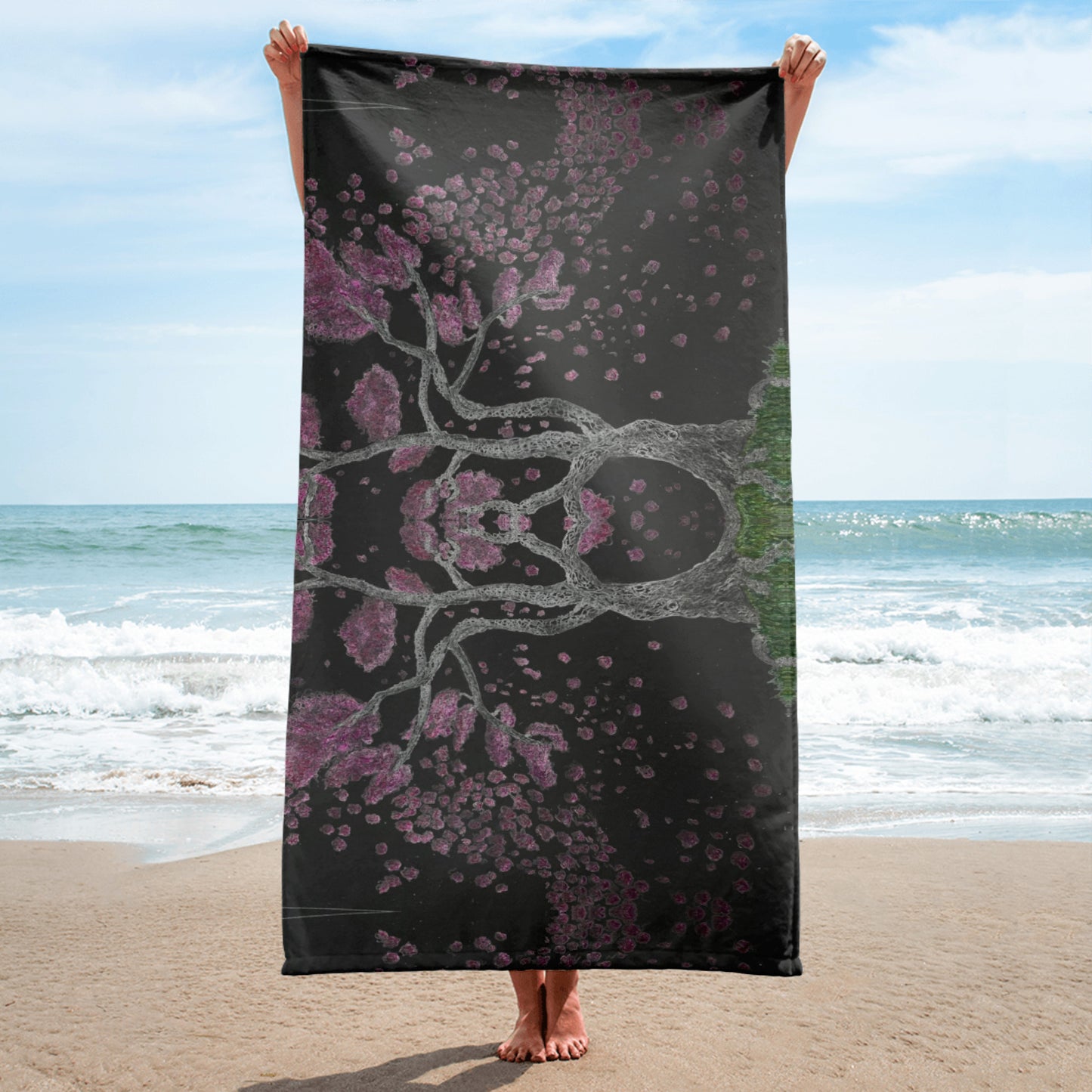 Black Blossoms Towel