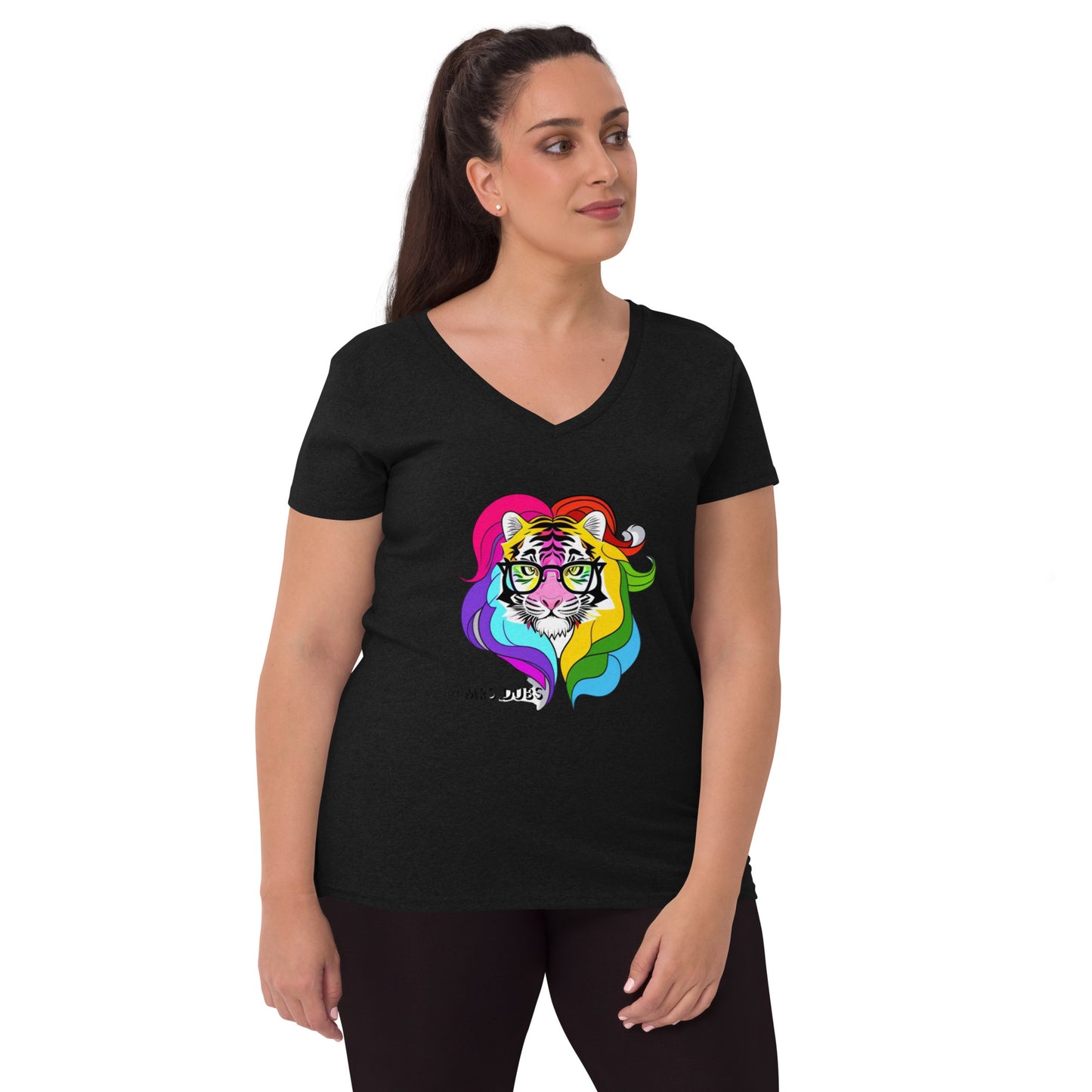 Rainbow Tigress Cartoon v-neck t-shirt